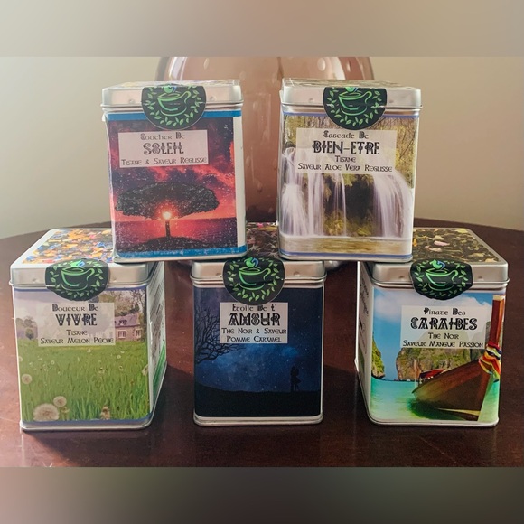 Nature Celtique Other - Lot of 5 Tea Metal Tins with Lids